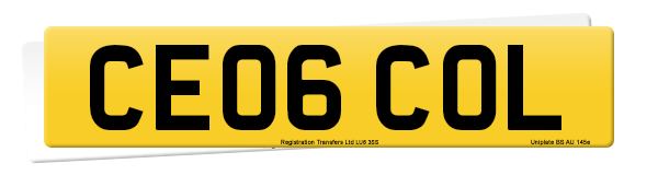 Registration number CE06 COL